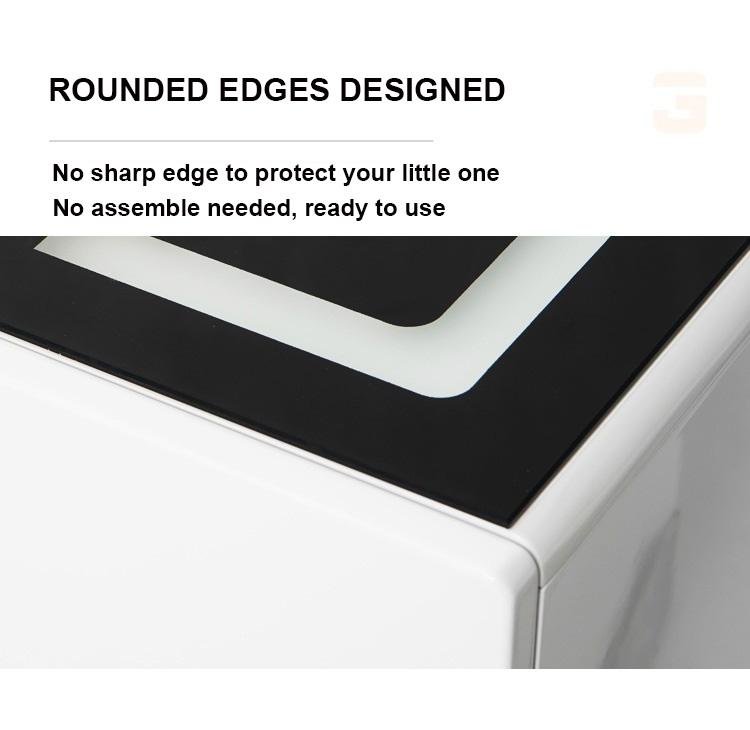 Smart Bedside Tables Side 3 Drawers Wireless Charging USB Left Hand Nightstand LED Light AU Black