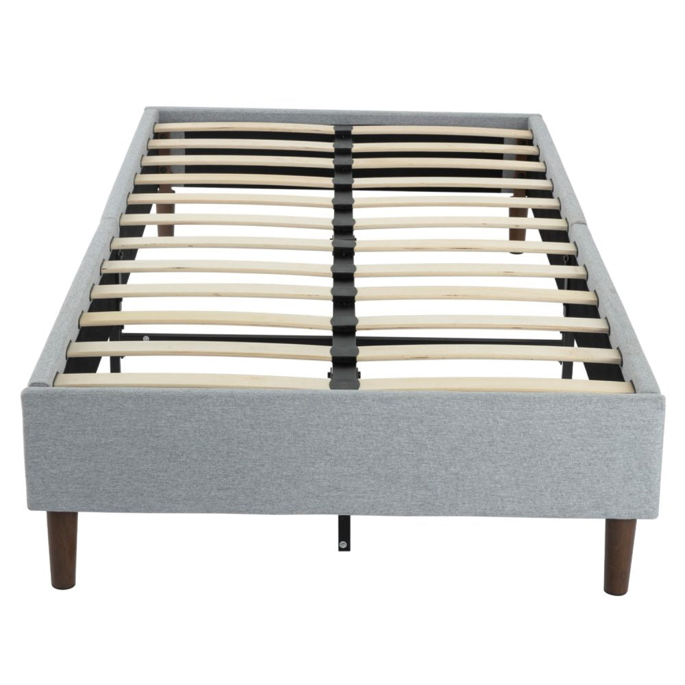 Bedframe with Wooden Slats (Light Grey) &#8211; Queen