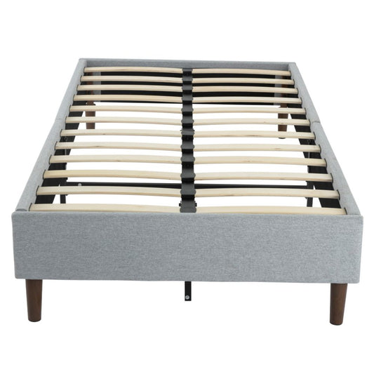 Bedframe with Wooden Slats (Light Grey) &#8211; Single