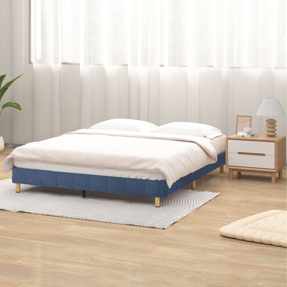 Metal Bed Frame Mattress Foundation Blue &#8211; Double