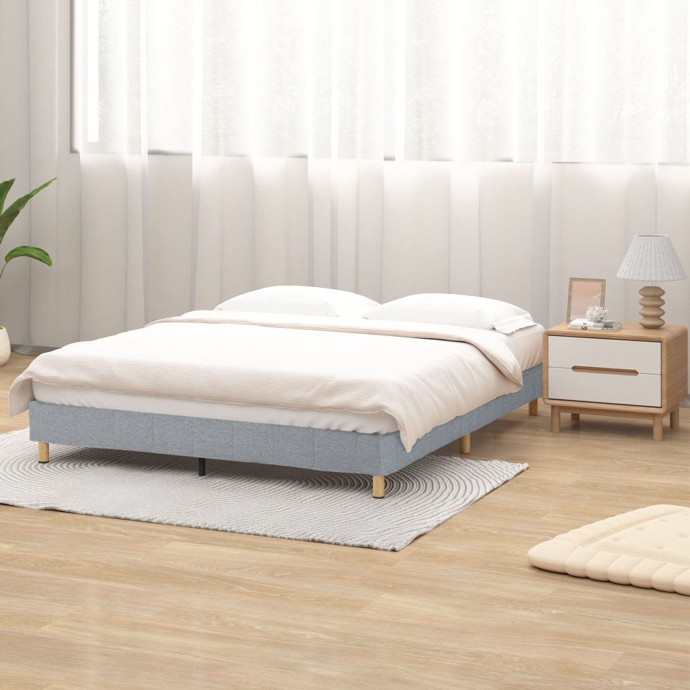 Metal Bedframe Mattress Foundation (Light Grey) &#8211; King