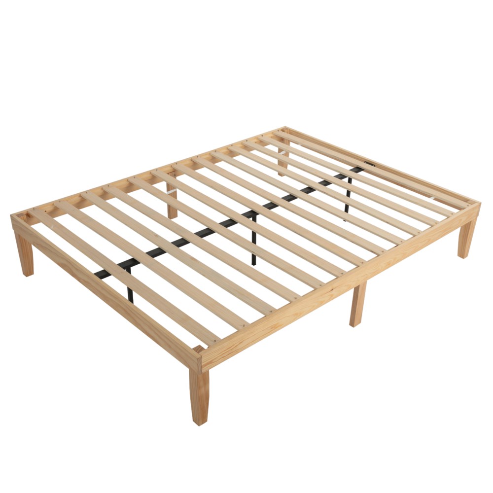 Warm Wooden Natural Bed Base Frame &#8211; King Single