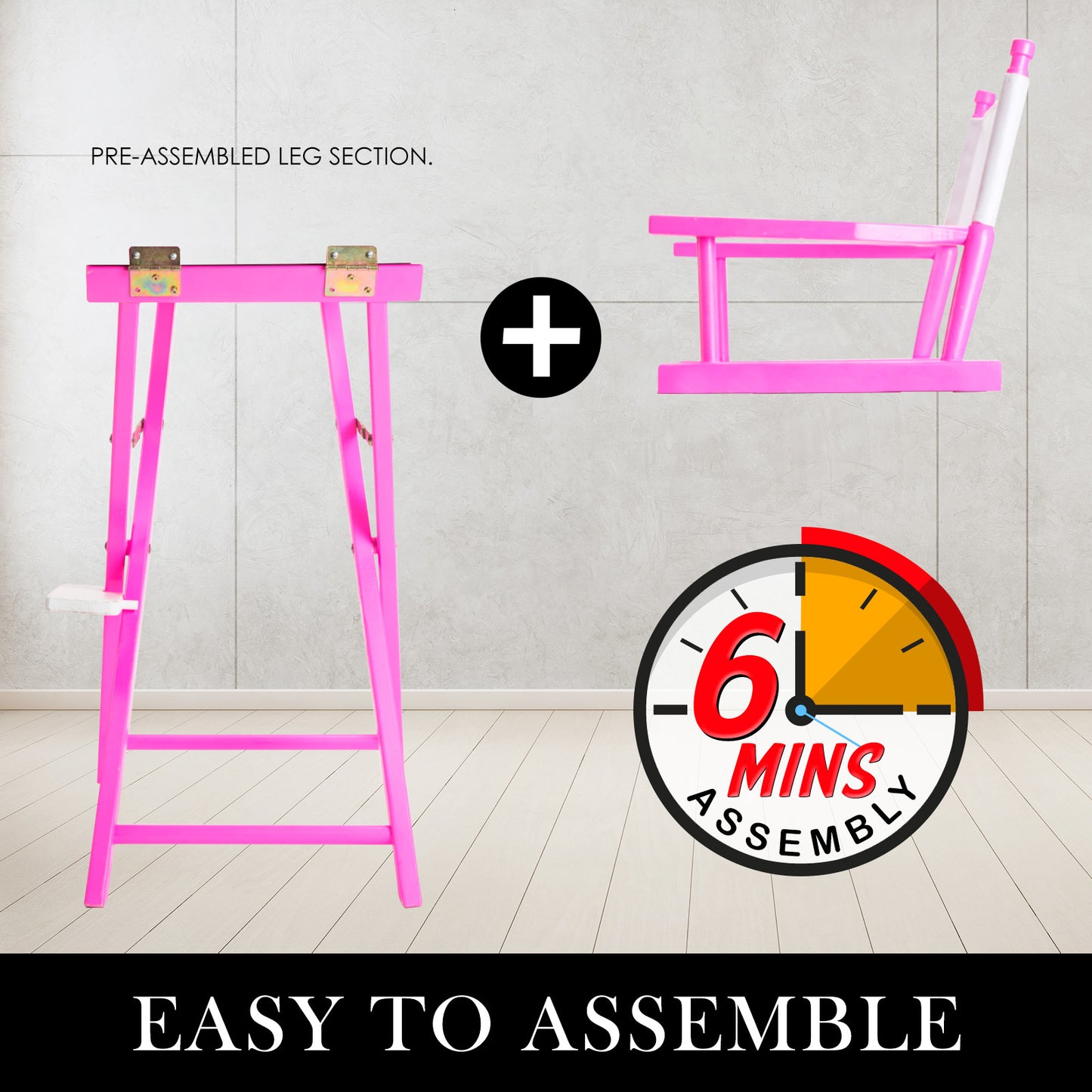 La Bella Pink Folding Tall Chair DARK HUMOR Movie Director 75cm