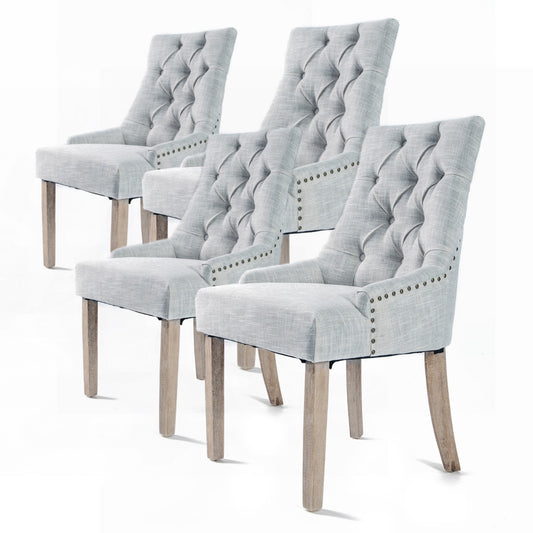 La Bella 4 Set Grey French Provincial Dining Chair Amour Oak Leg