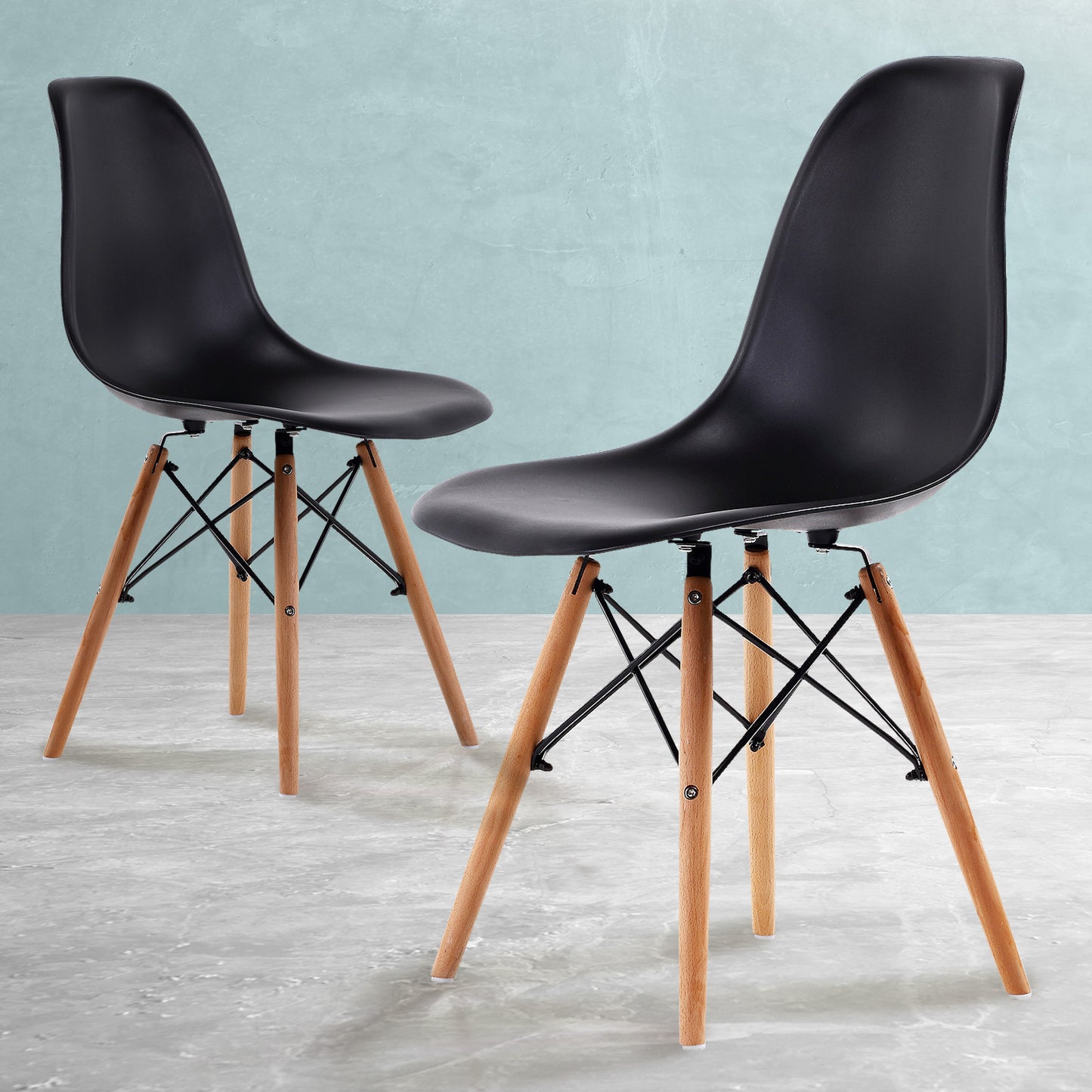 La Bella 2 Set Black Retro Dining Cafe Chair DSW PP