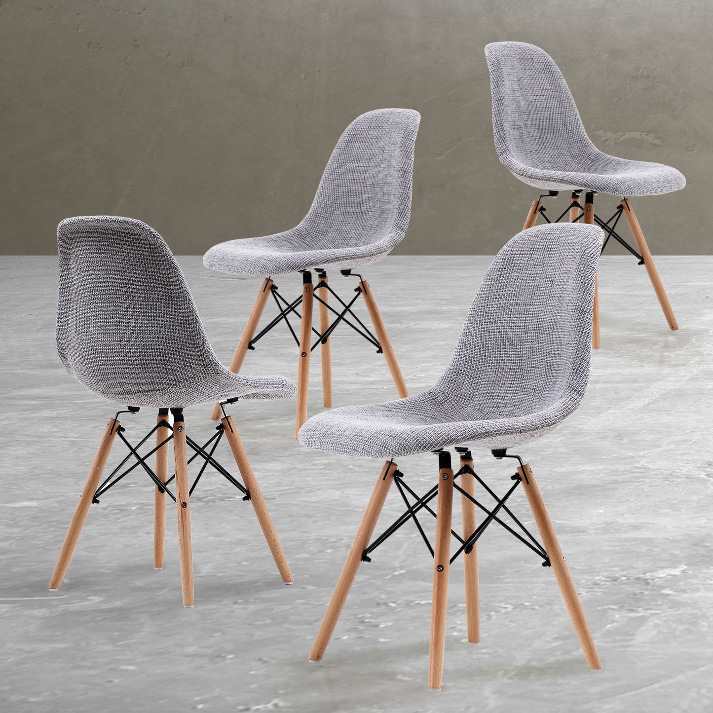 La Bella 4 Set Grey Retro Dining Cafe Chair DSW Fabric