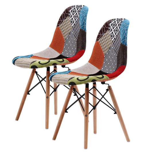 La Bella 2 Set Multi Colour Retro Dining Cafe Chair DSW Fabric