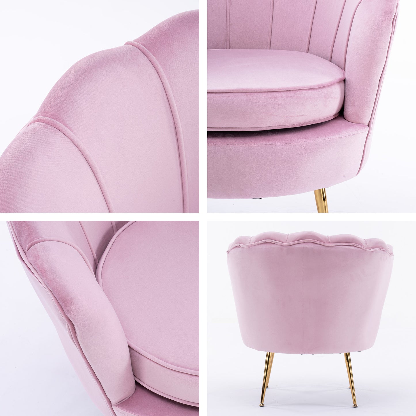 La Bella Shell Scallop Pink Armchair Lounge Chair Accent Velvet