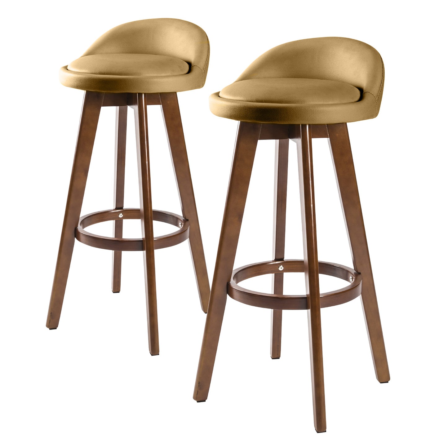 La Bella 2 Set 72cm Coffee Brown Wooden Bar Stool Leila Leather