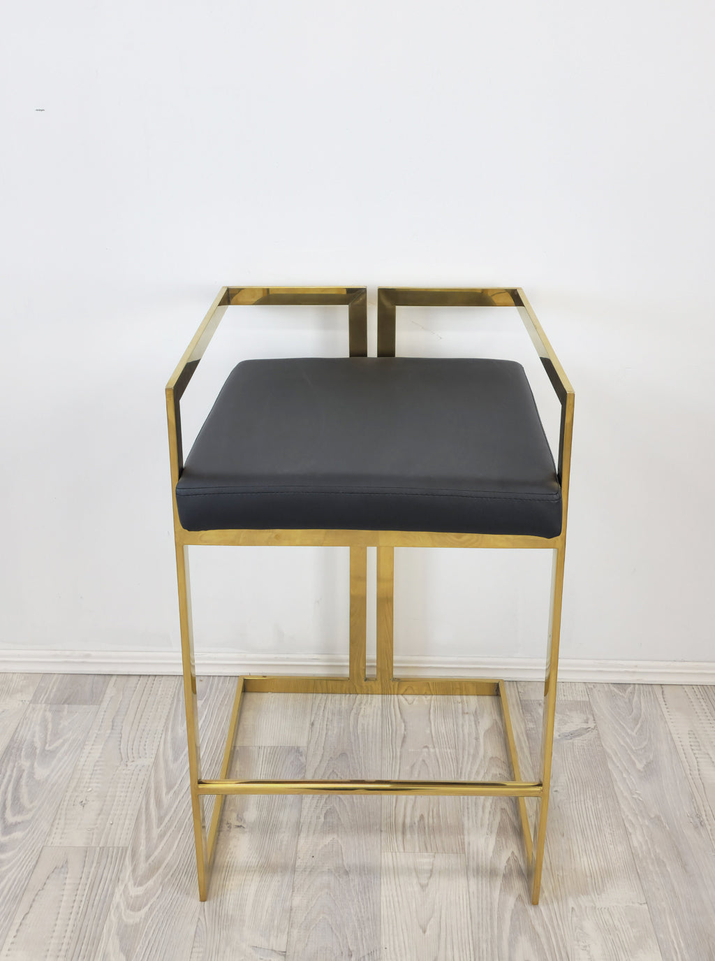 Arya Bar Stool in Black with Gold  Frame