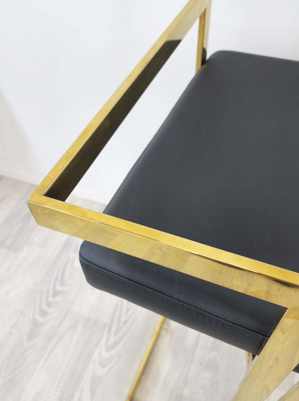 Arya Bar Stool in Black with Gold  Frame