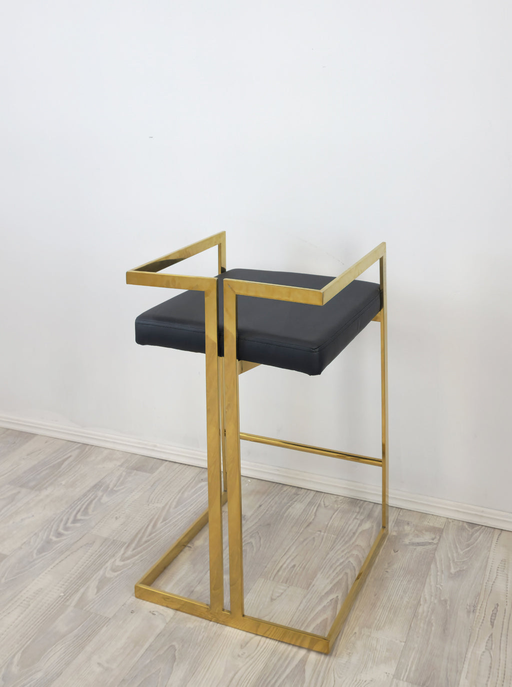 Arya Bar Stool in Black with Gold  Frame