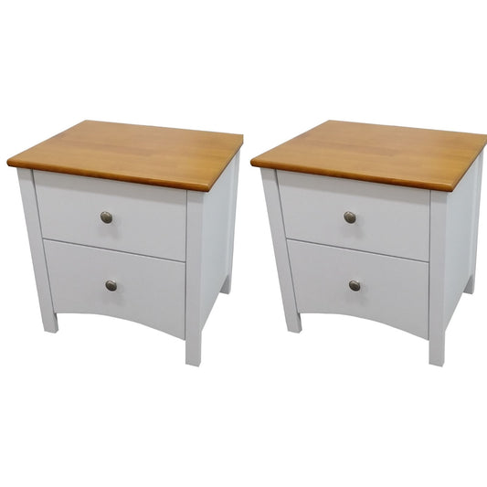 Lobelia Bedside 2pc Bedroom Set Drawers Nightstand  Storage Cabinet - White