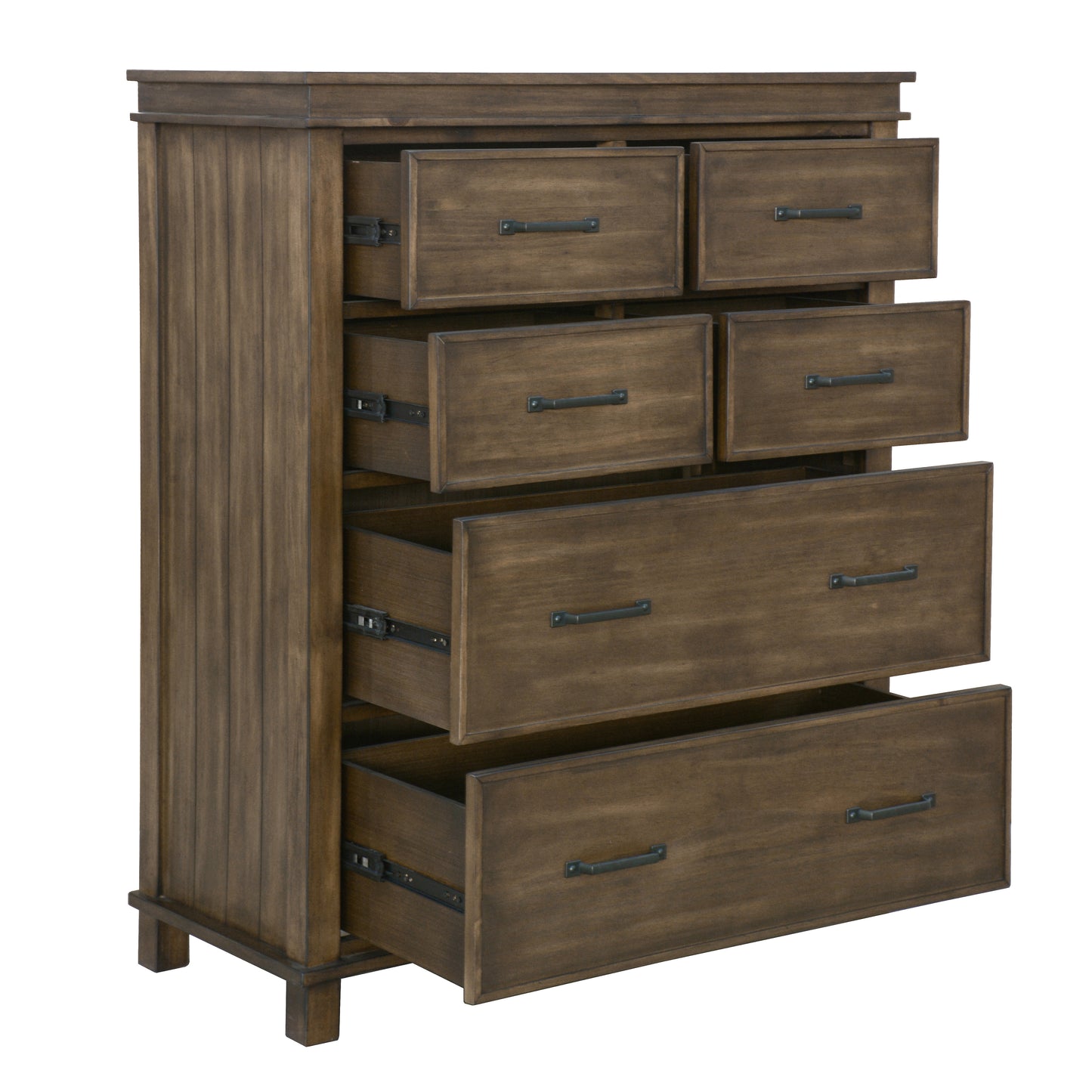 Lily Tallboy 6 Chest of Drawers Solid Pine Wood Bed Storage Cabinet -Rustic Grey