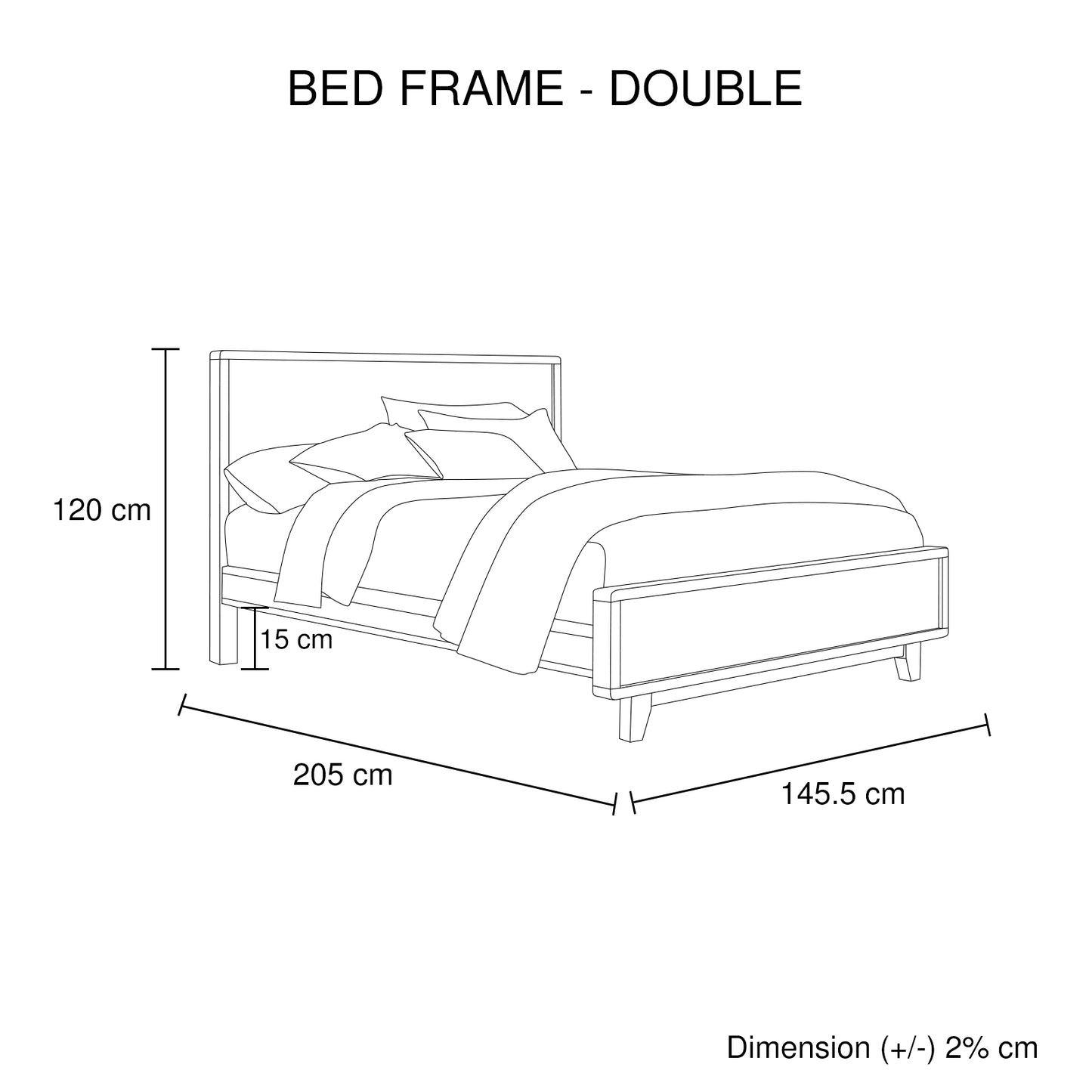 4 Pieces Bedroom Suite Double Size in Solid Wood Antique Design Light Brown Bed, Bedside Table & Tallboy