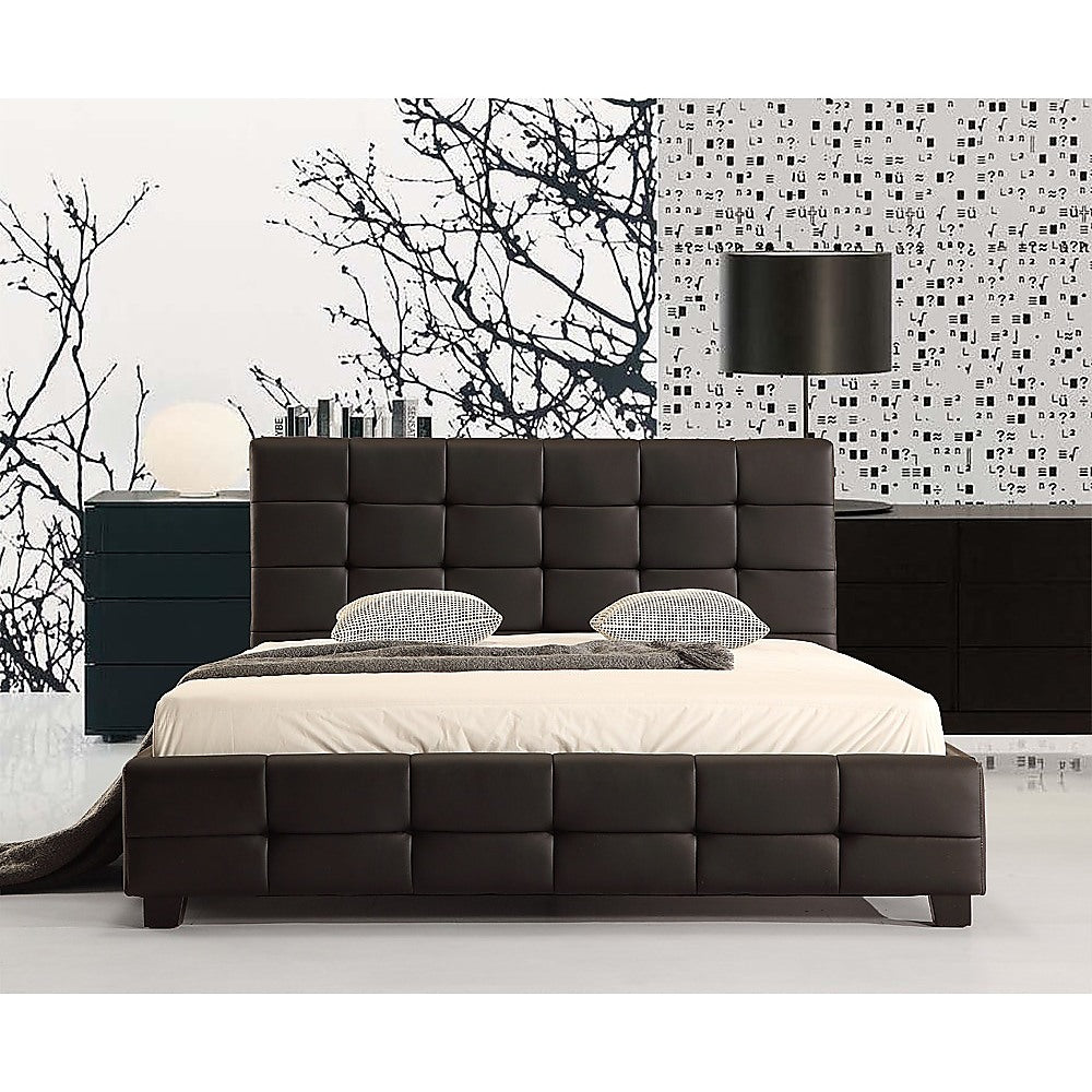 Double PU Leather Deluxe Bed Frame Black