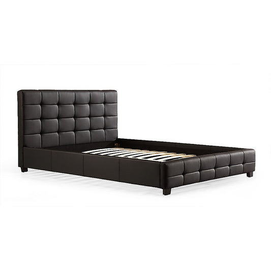 Double PU Leather Deluxe Bed Frame Black