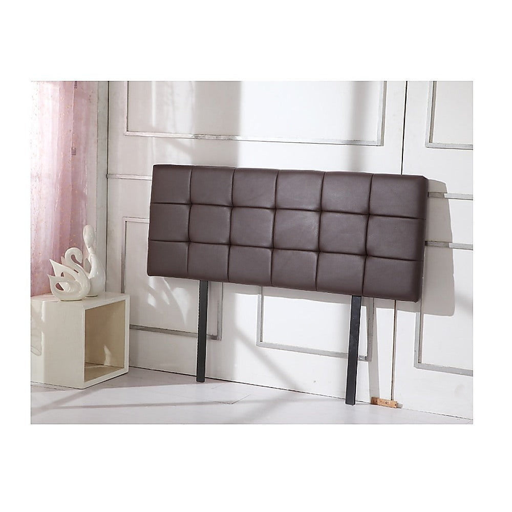 PU Leather Queen Bed Deluxe Headboard Bedhead - Brown