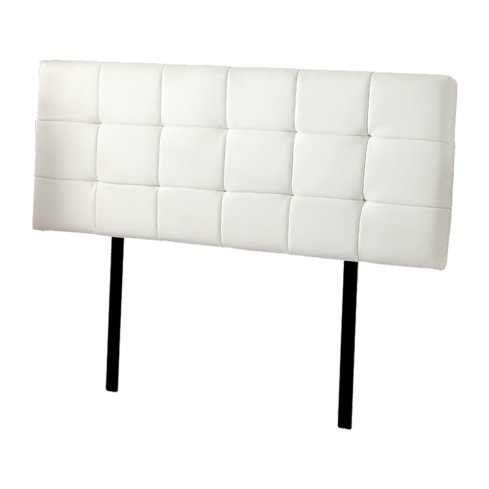 PU Leather Queen Bed Deluxe Headboard Bedhead - White