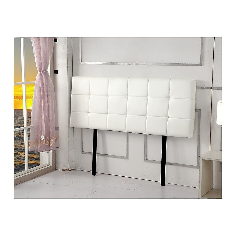 PU Leather Queen Bed Deluxe Headboard Bedhead - White