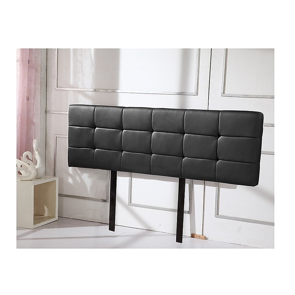 PU Leather King Bed Deluxe Headboard Bedhead - Black