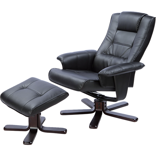 PU Leather Massage Chair Recliner Ottoman Lounge Remote