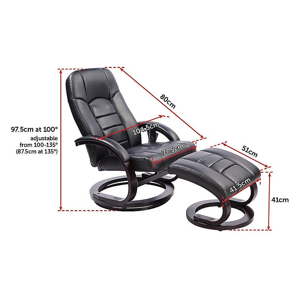 PU Leather Massage Chair Recliner Ottoman Lounge Remote