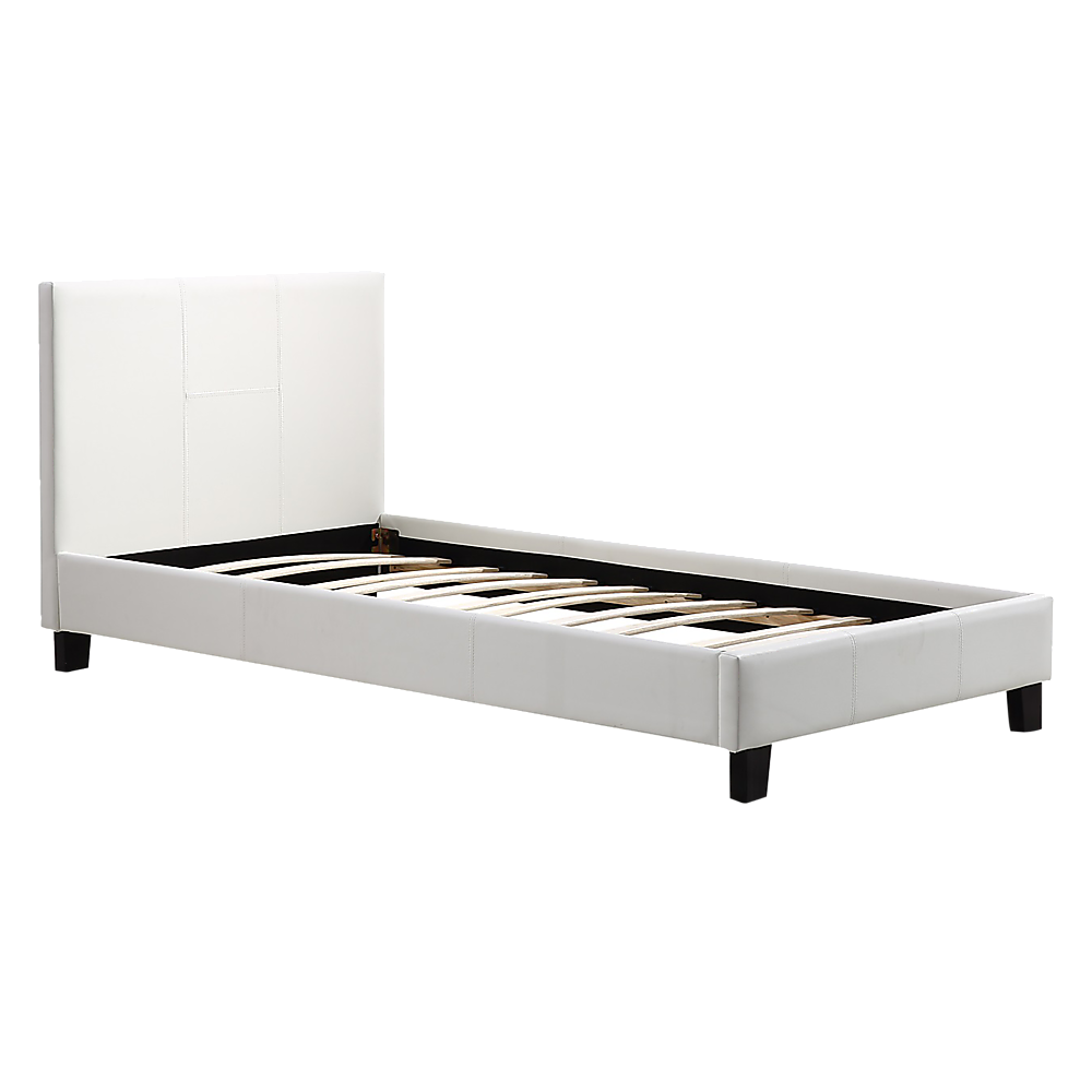 Single PU Leather Bed Frame White