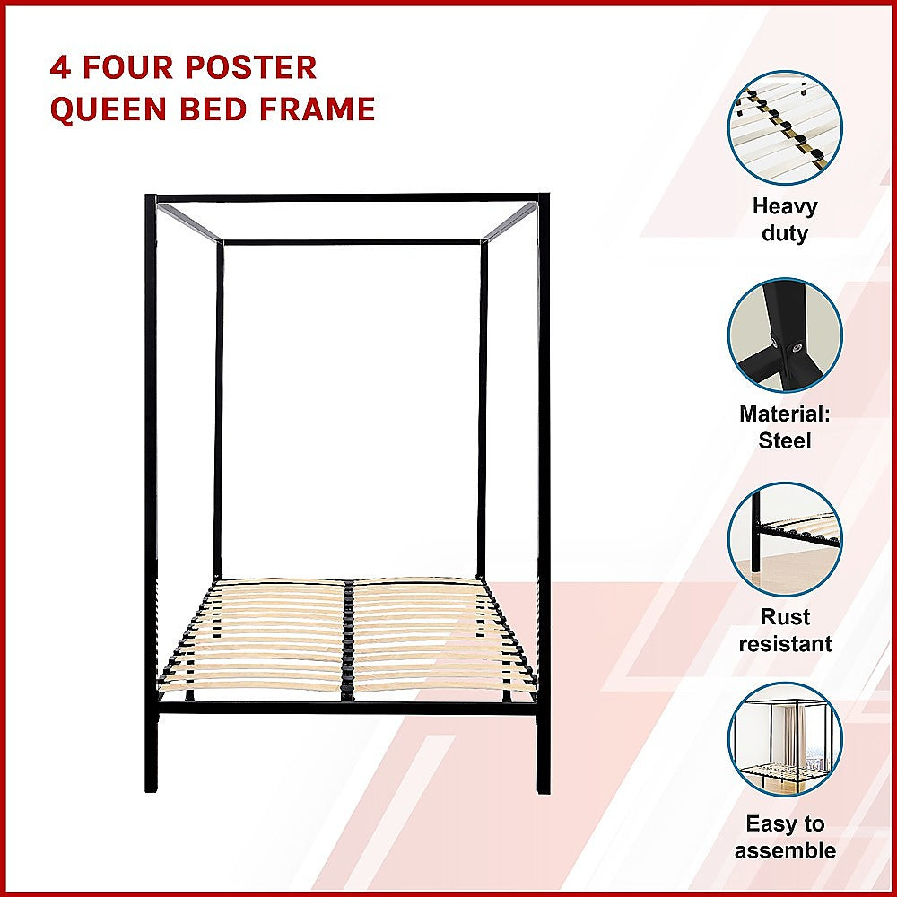 4 Four Poster Queen Bed Frame