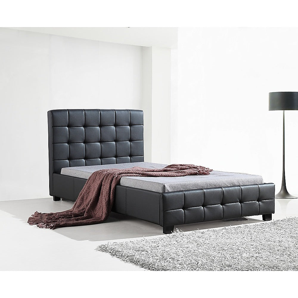 King Single PU Leather Deluxe Bed Frame Black