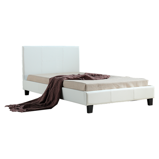 King Single PU Leather Bed Frame White