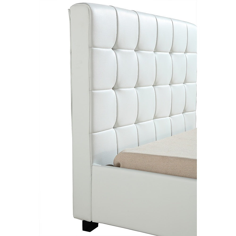 King Single PU Leather Deluxe Bed Frame White