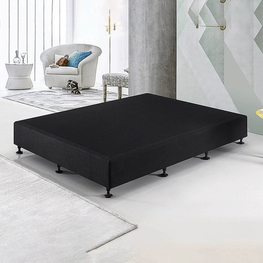 Palermo King Single Ensemble Bed Base Midnight Black Linen Fabric