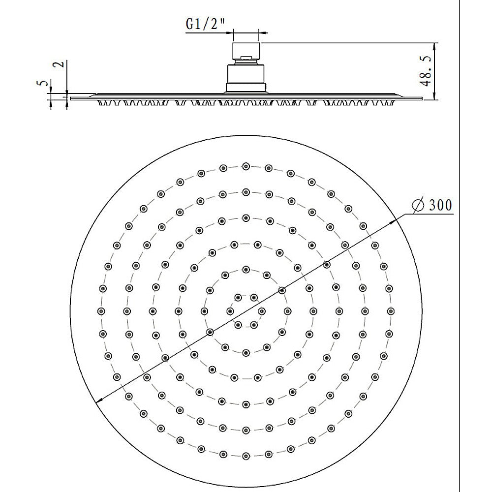 300mm Shower Head Round 304SS Chrome Showerhead