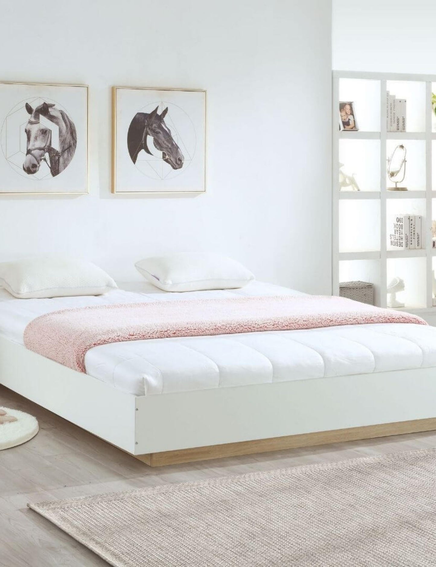 Aiden Industrial Contemporary White Oak Bed Base Bedframe