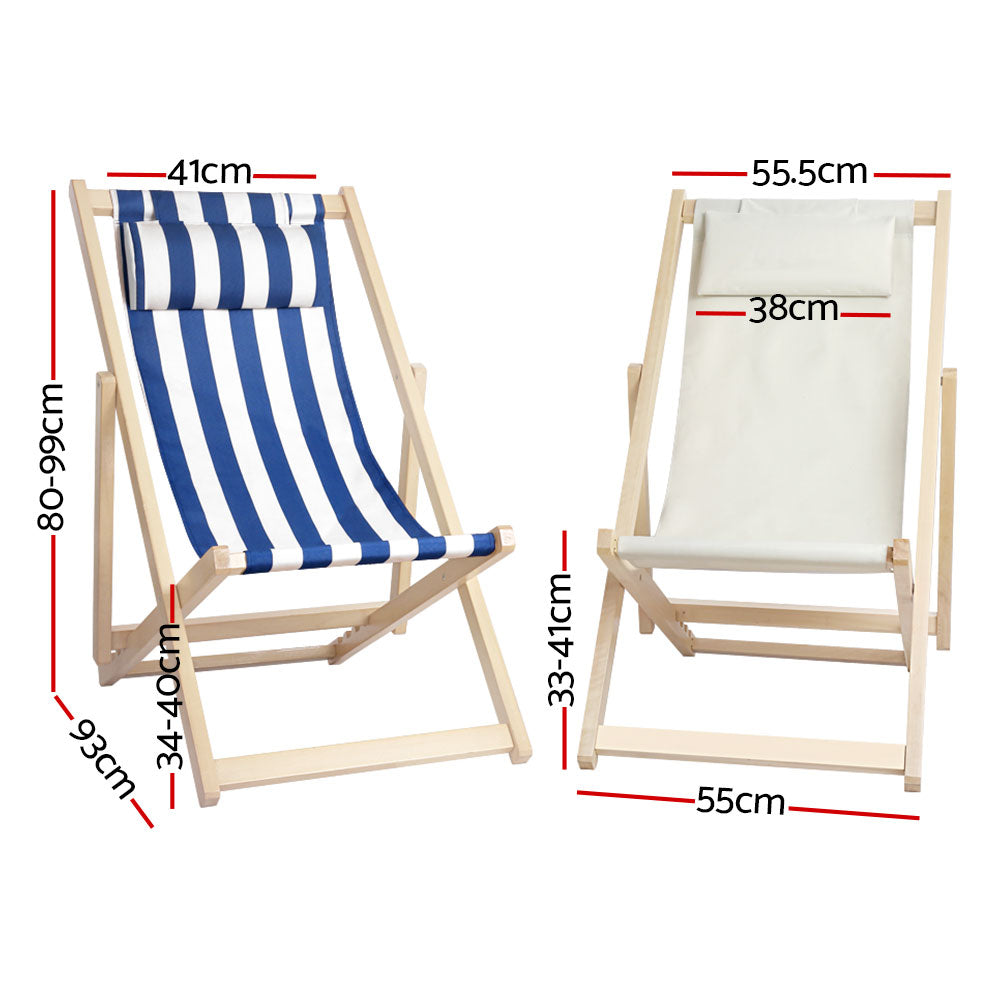 Gardeon Outdoor Furniture Sun Lounge Beach Chairs Deck Chair Folding Wooden Patio