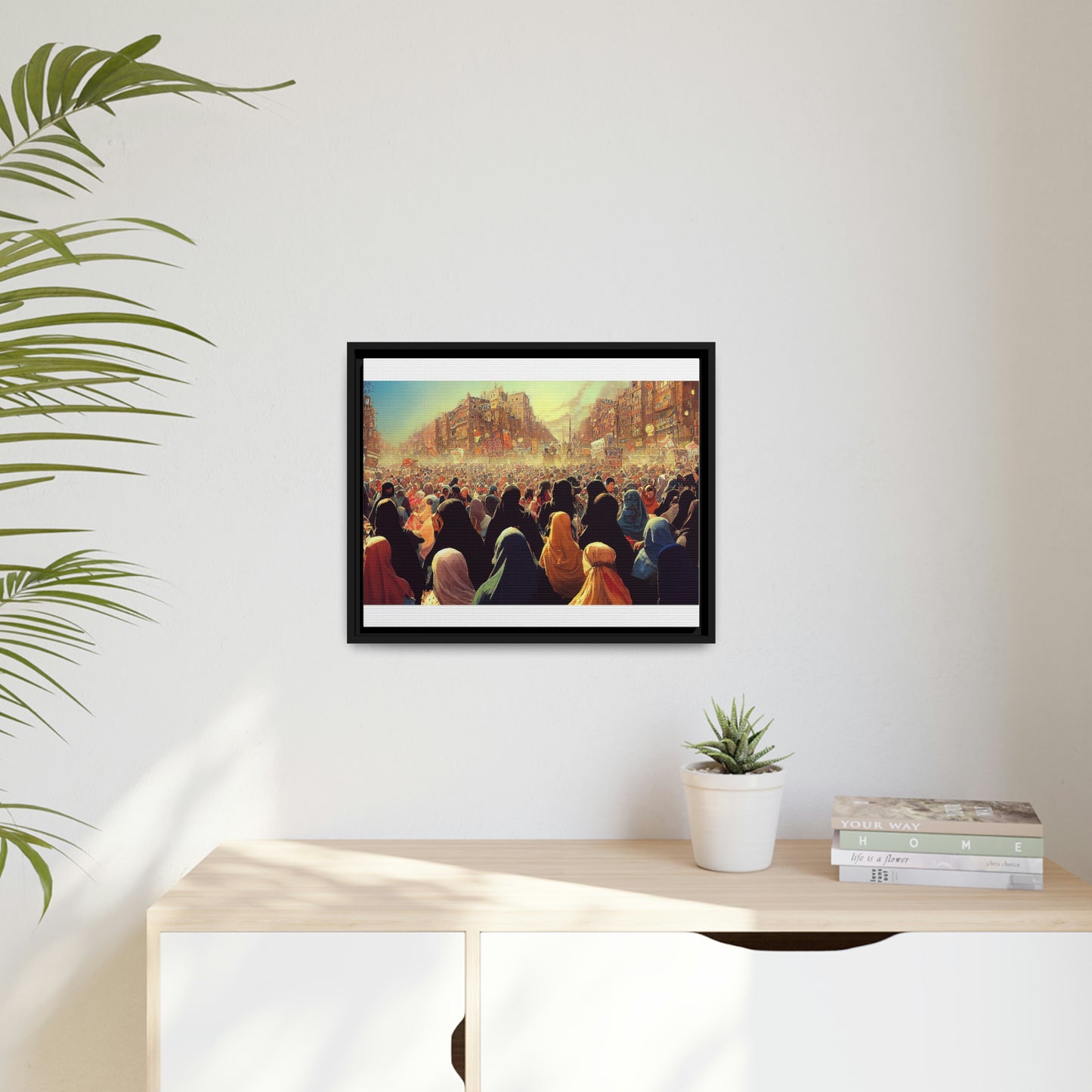 Framed canvas abstract illustration of women's freedom protests in iran Wall Art