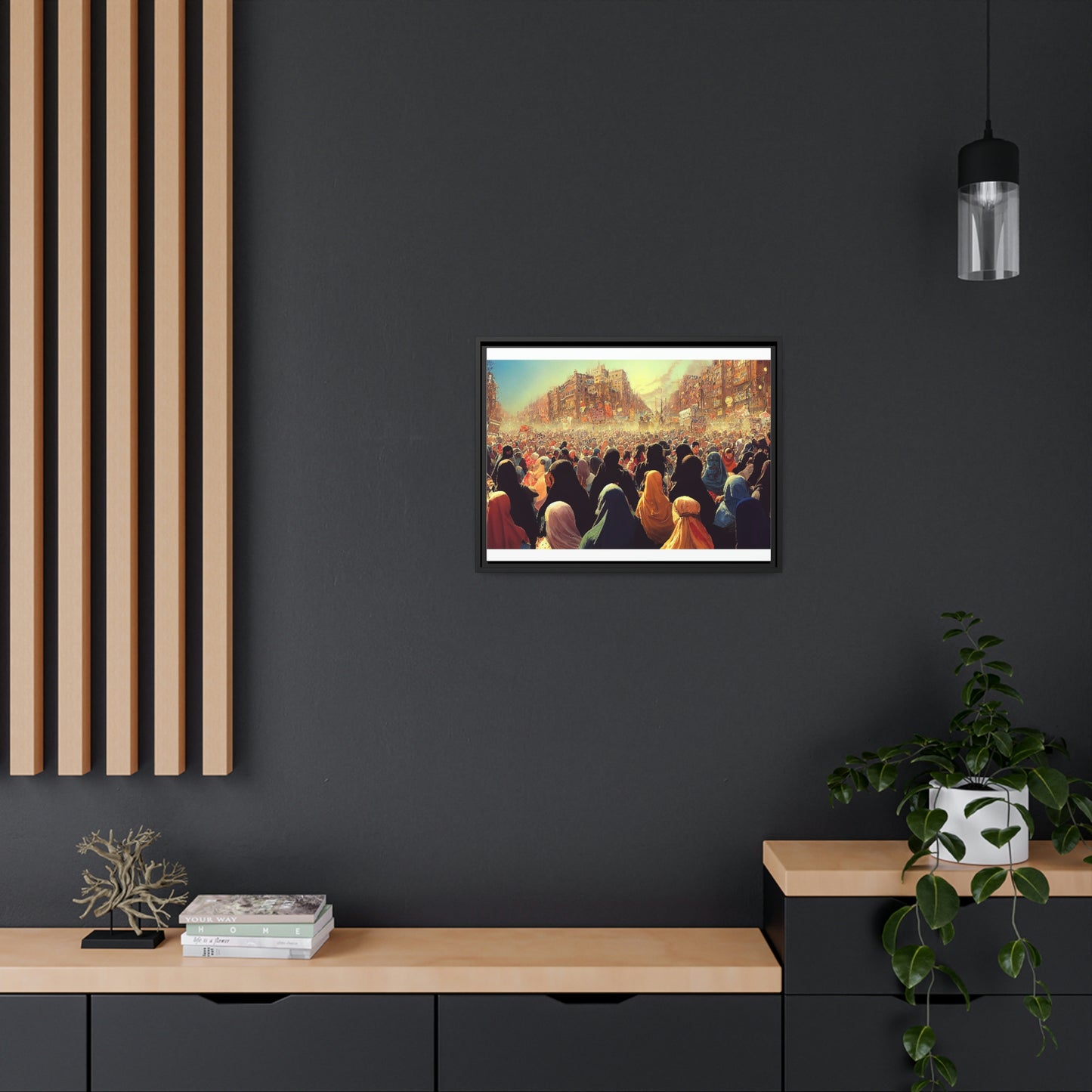 Framed canvas abstract illustration of women's freedom protests in iran Wall Art