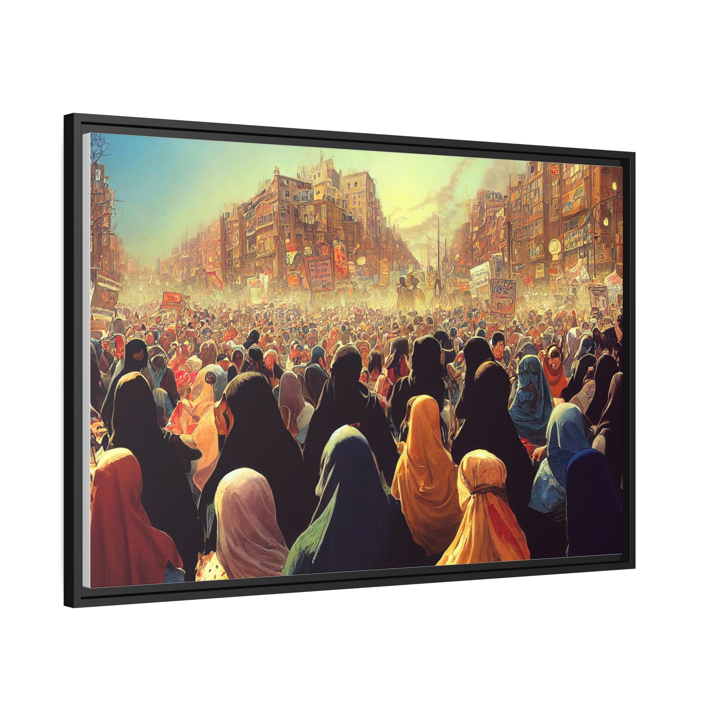 Framed canvas abstract illustration of women's freedom protests in iran Wall Art