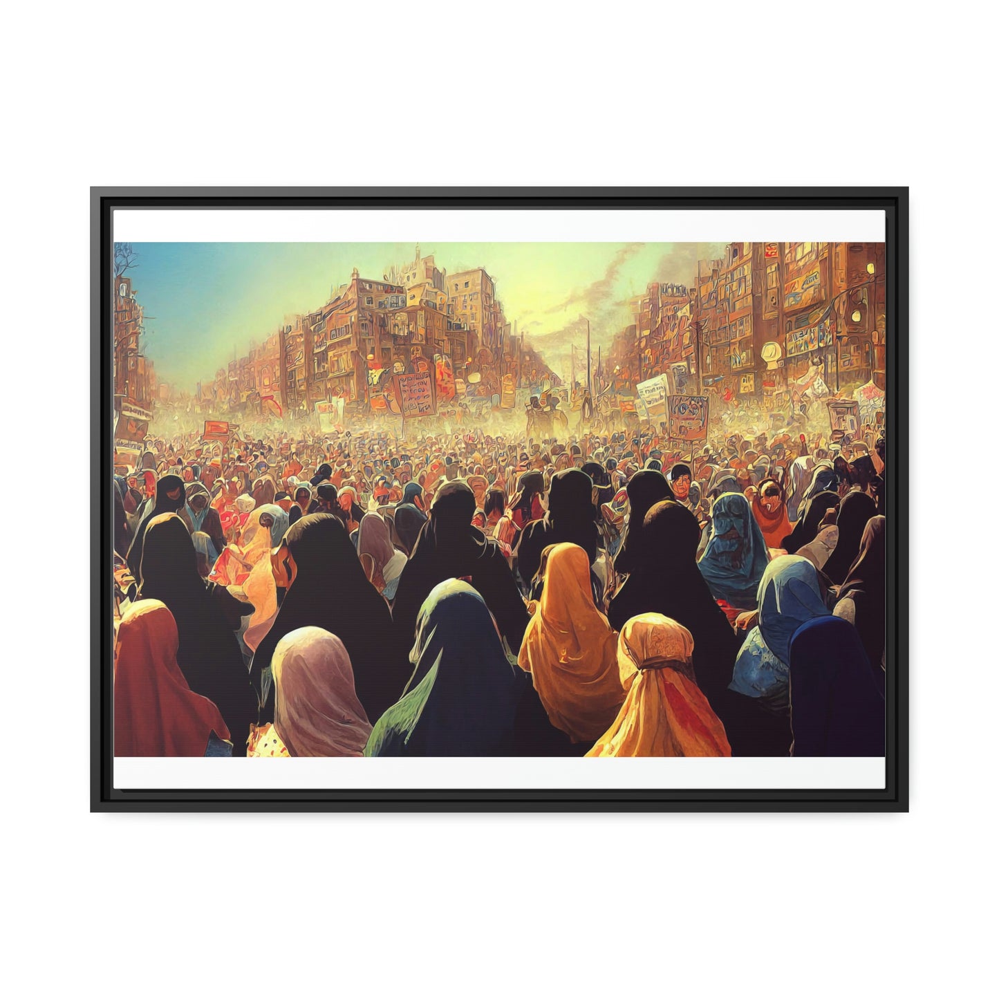 Framed canvas abstract illustration of women's freedom protests in iran Wall Art