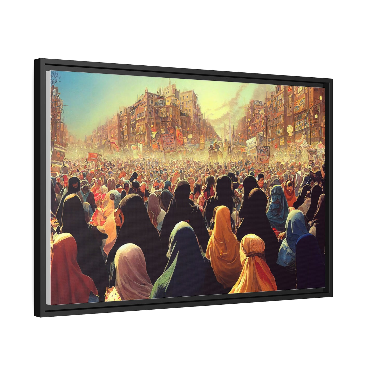 Framed canvas abstract illustration of women's freedom protests in iran Wall Art