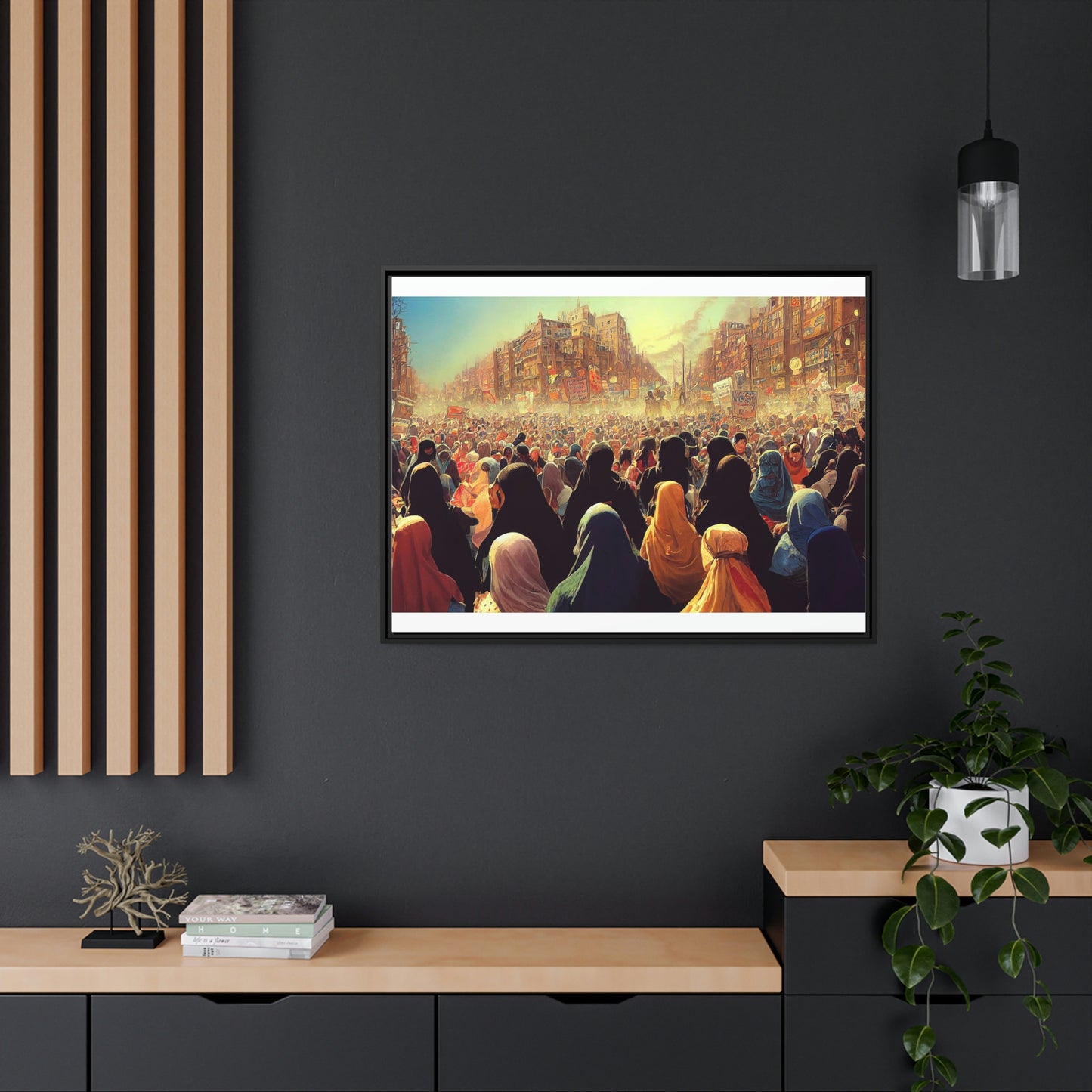 Framed canvas abstract illustration of women's freedom protests in iran Wall Art