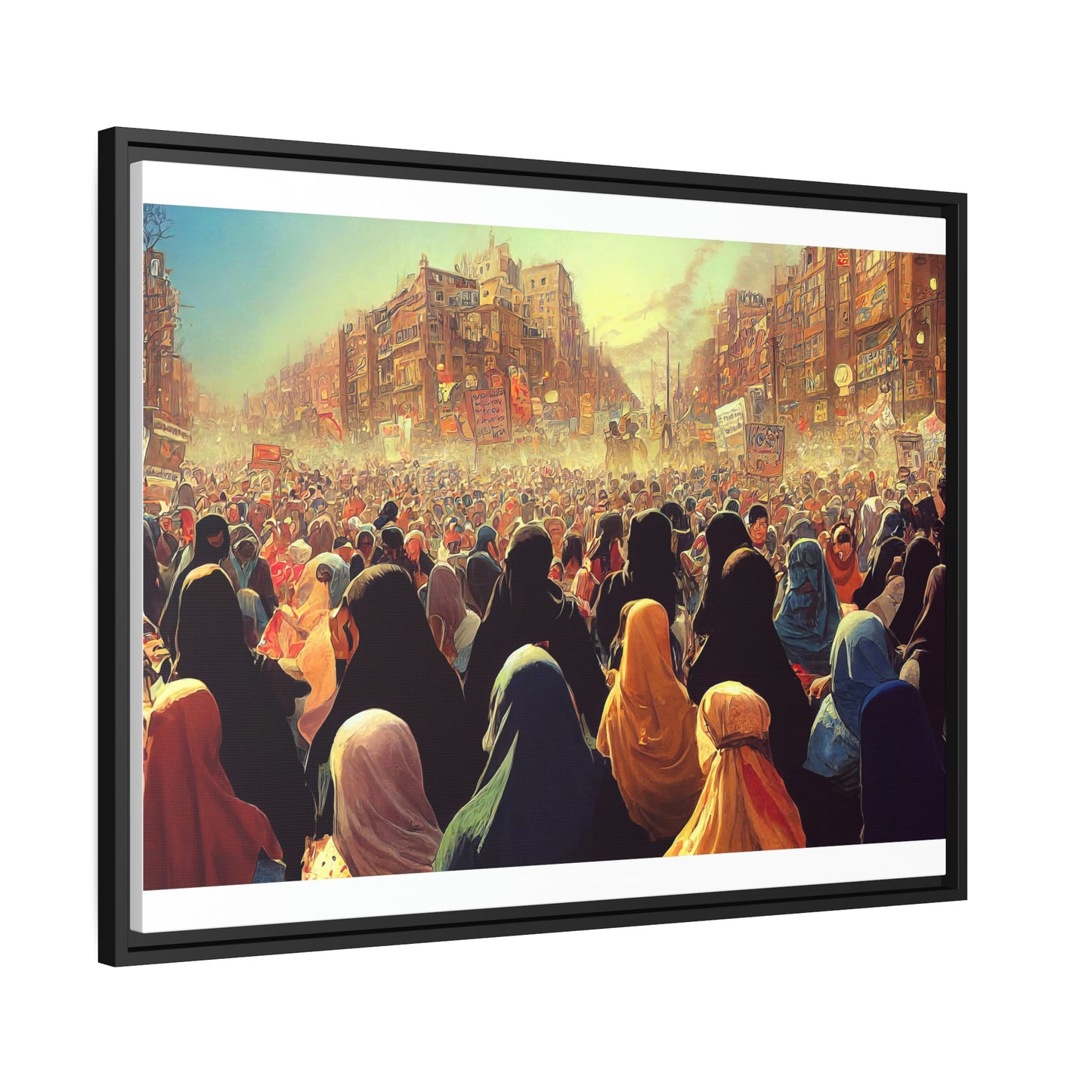 Framed canvas abstract illustration of women's freedom protests in iran Wall Art