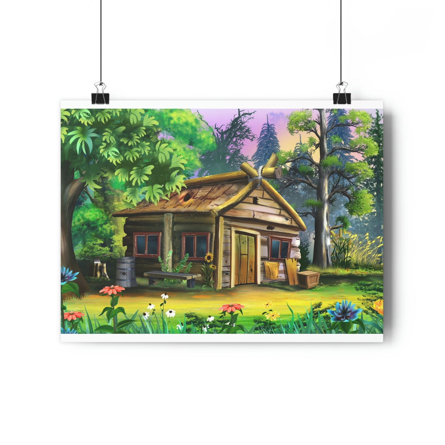 Old rickety wooden house in the village - Giclée Art Print