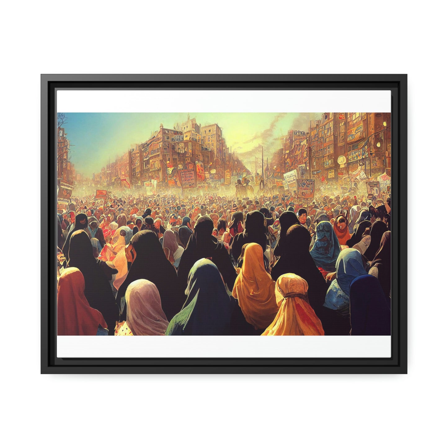 Framed canvas abstract illustration of women's freedom protests in iran Wall Art