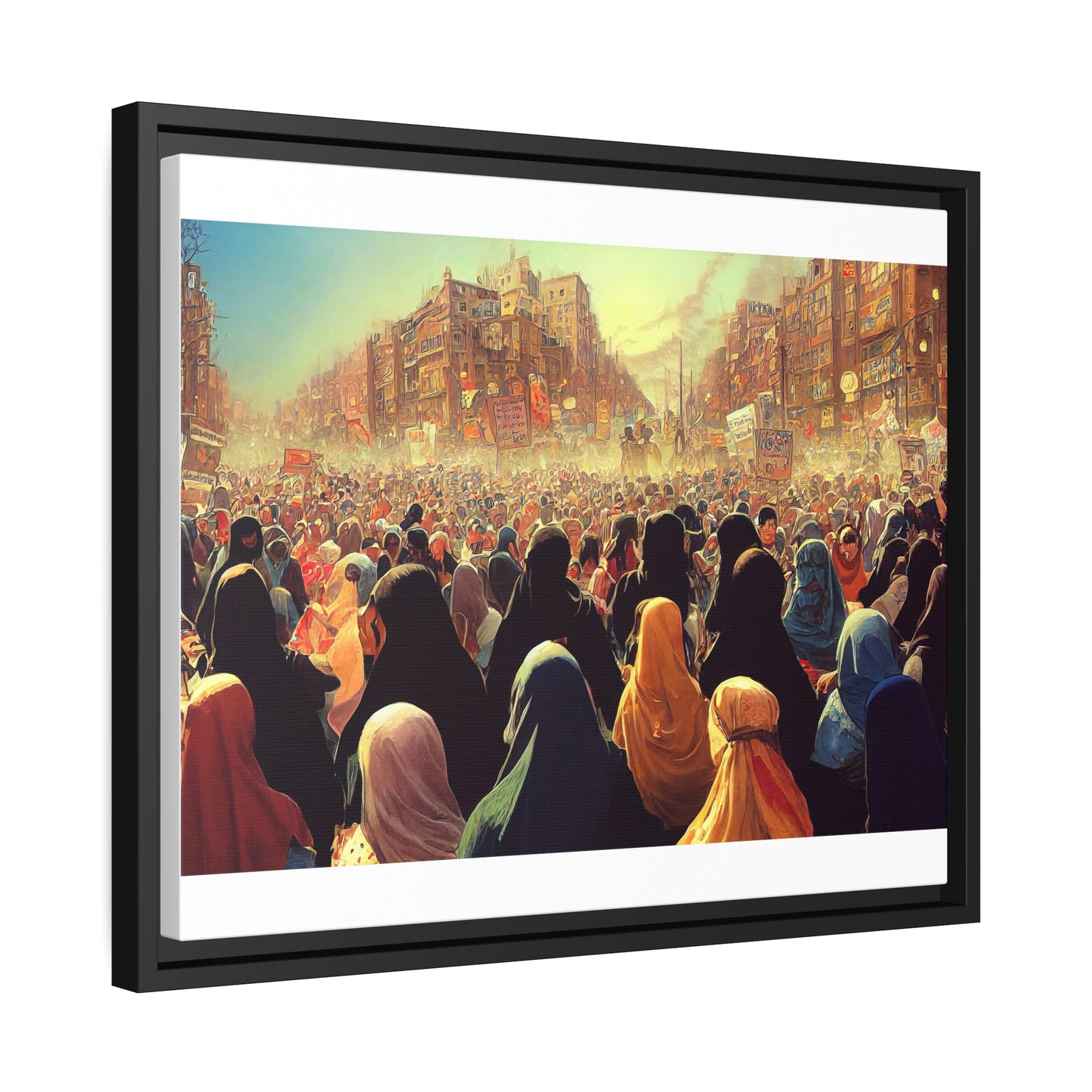 Framed canvas abstract illustration of women's freedom protests in iran Wall Art