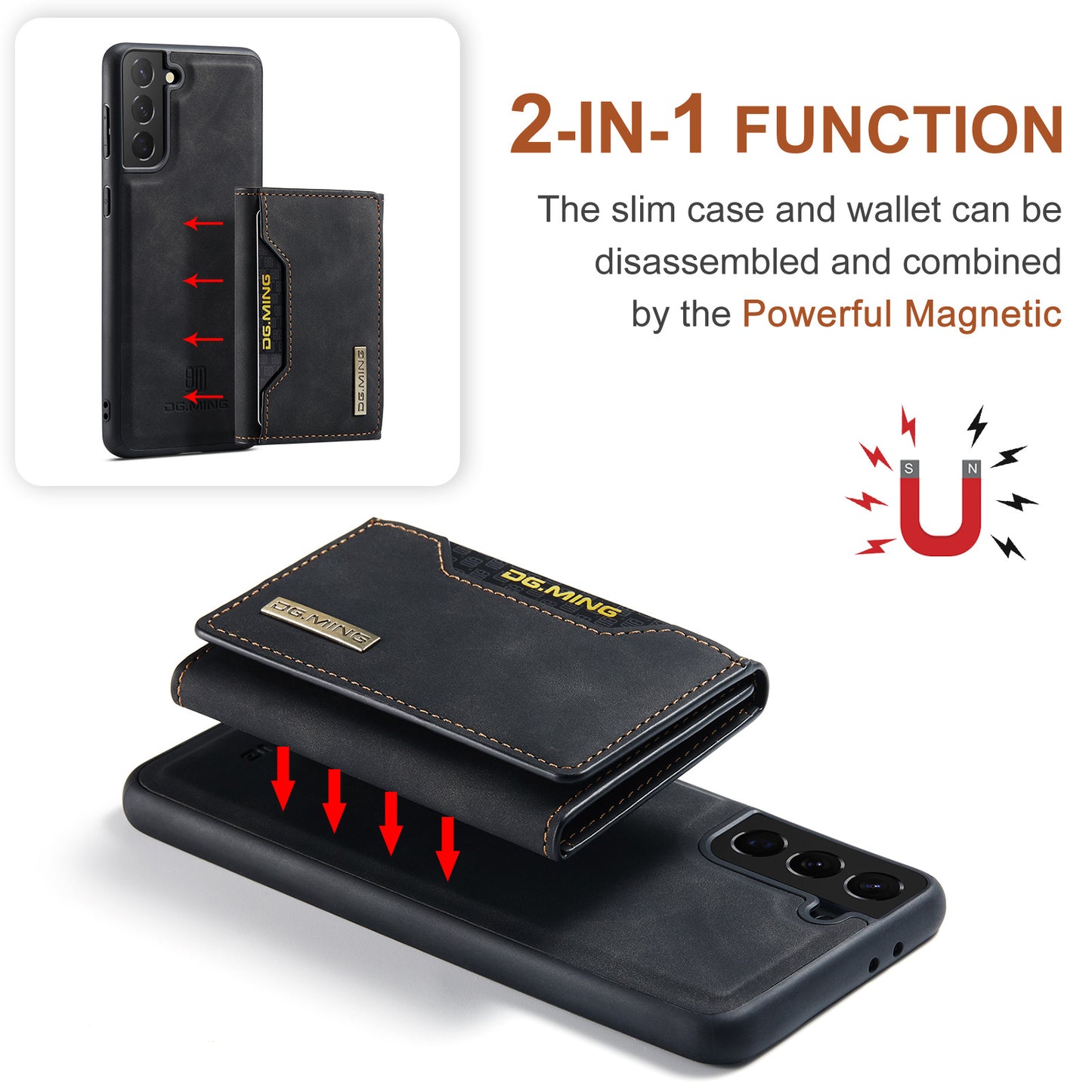 Premium Detachable PU Leather Magnetic Wallet Case for Samsung Phones - The Ultimate Solution for Style and Functionality