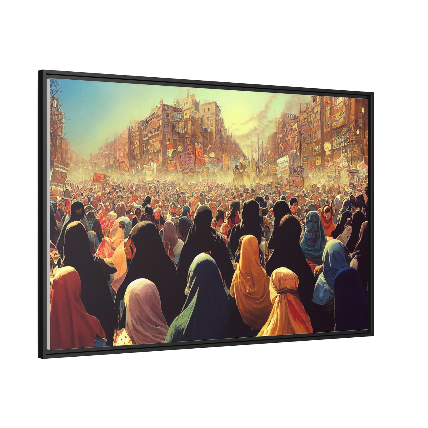 Framed canvas abstract illustration of women's freedom protests in iran Wall Art