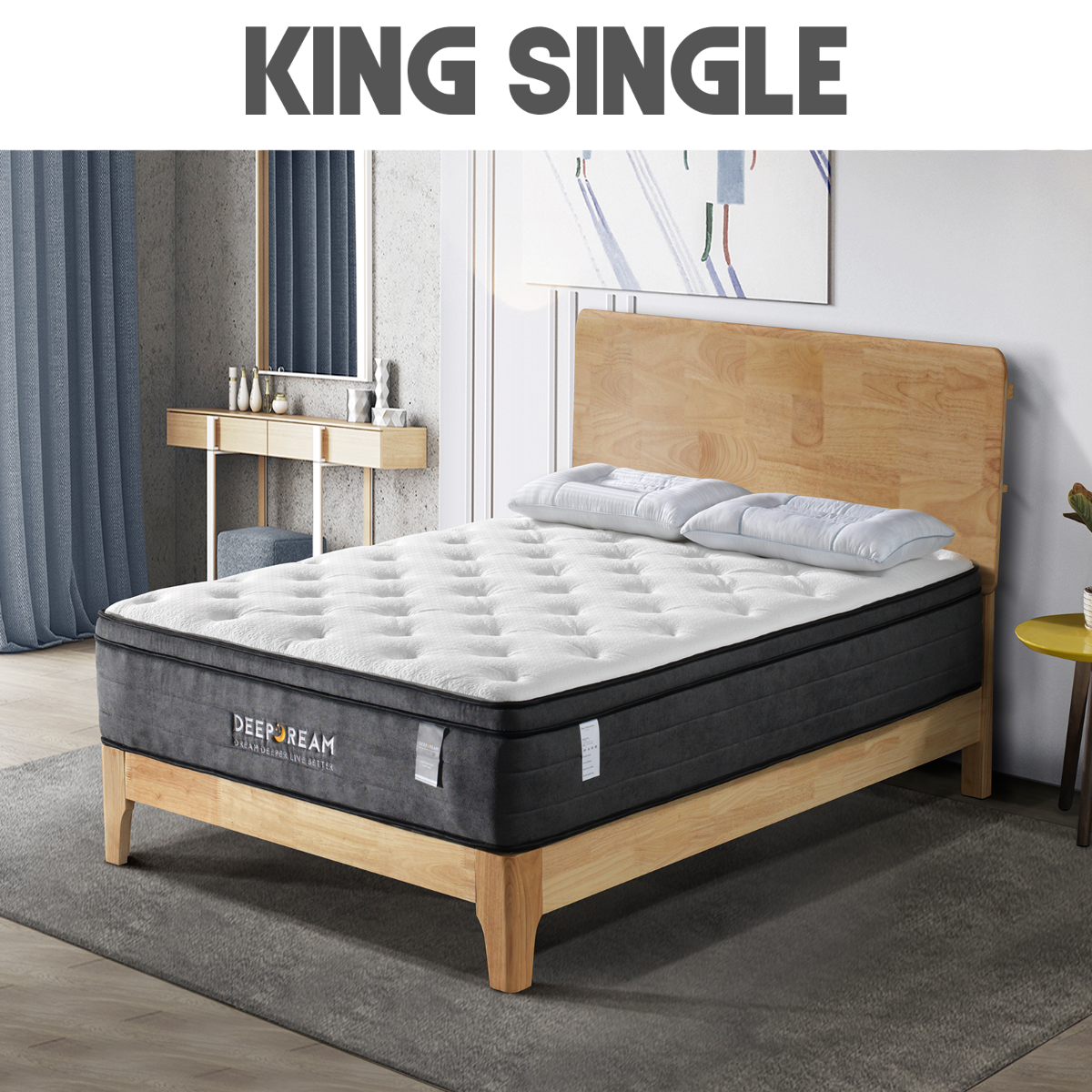 King Single Mattress 5 Zone Pocket Spring Latex Foam 34cm